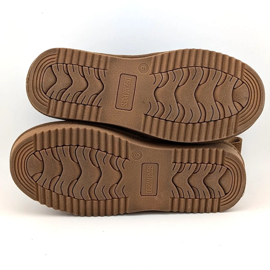 Women Size 6 Chestnut Faux Suede Booties w/ Faux Fur Lining Slip-on Boots SoleComfort.shoes