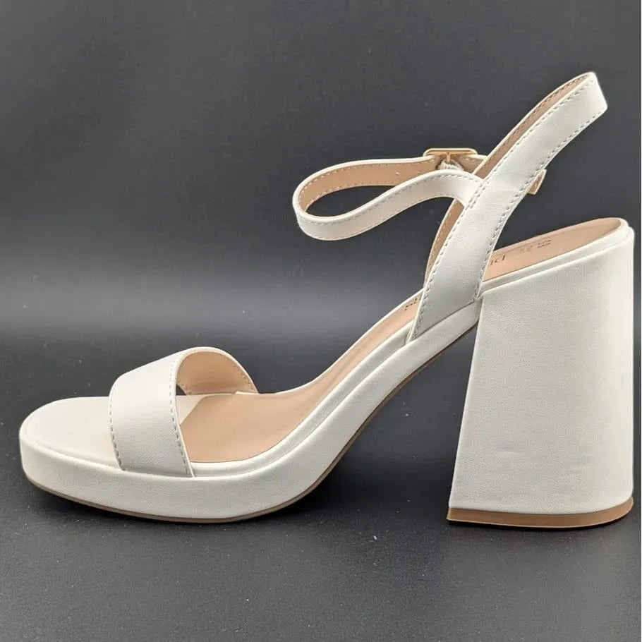 Women Sz 8.5 Block Chunky Platform High Heels Open Toe GISELLE Fashion Sandals SoleComfort.shoes