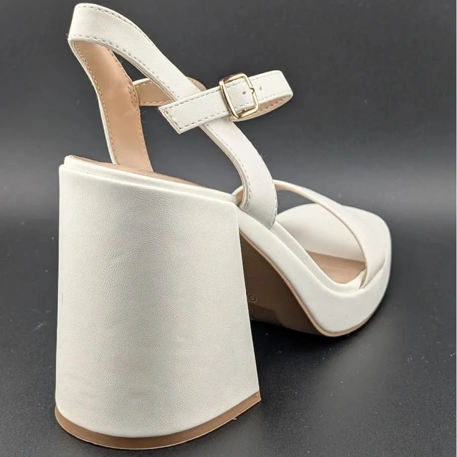 Women Sz 8.5 Block Chunky Platform High Heels Open Toe GISELLE Fashion Sandals SoleComfort.shoes