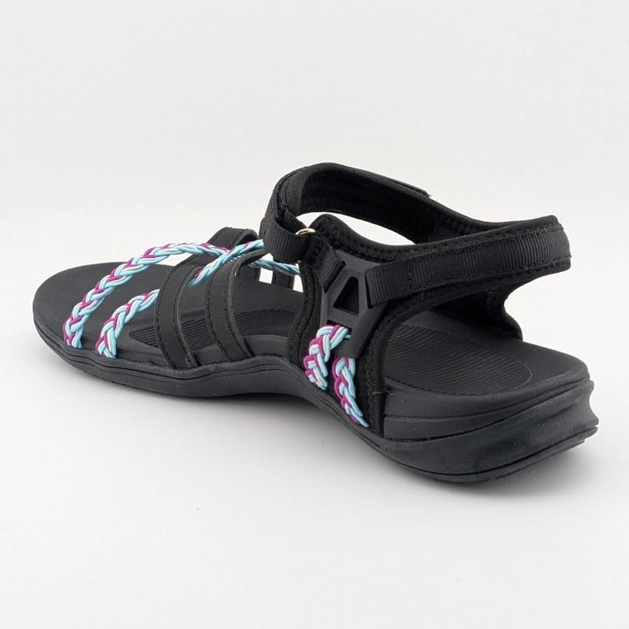 DUINN Size 38 (US 7-7.5) Wos Hiking Sport Walk Sandal Adjustable Straps Black SoleComfort.shoes