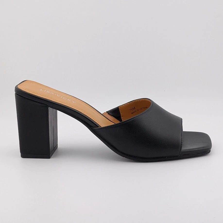 Womens Size 7.5M Nappa Leather Vital-V High Heel Open Toe Mule Slide Sandals SoleComfort.shoes
