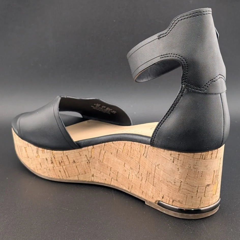 Franco Sarto Perfecto Faux Leather Platform Cork Wedge Sandal Women's 6.5 Franco Sarto