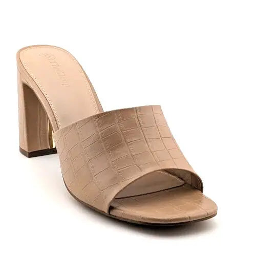The Drop Womens Pattie High Block-Heeled Mule Sandal Size 7.5 Gold New The Drop