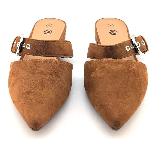 Pre-owned Rekayla Women’s Size 8 Mules, Closed Pointed Toe, Backless Loafer Shoe, Brown SoleComfort.shoes