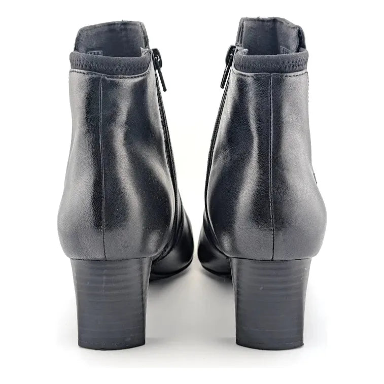 Clarks Women's Kyndall Faye Fashion Booties Black Leather 26174300 **Year-Round SoleComfort.shoes