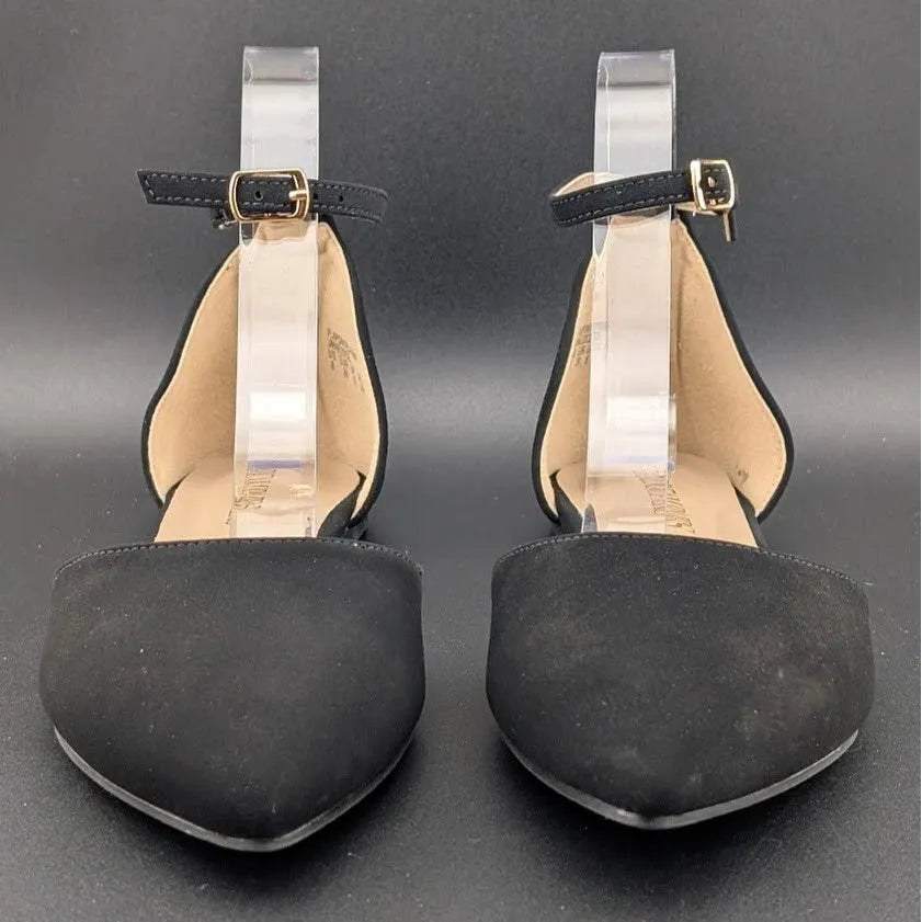 Women Size 8 D'Orsay Dress Flat Ankle Strap Wedge Pump Toe Ankle Strap SoleComfort.shoes