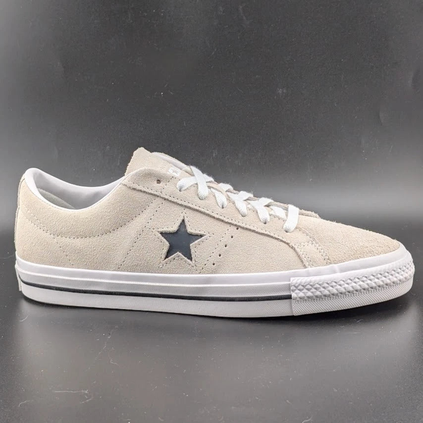 Converse Men's Size 10 One Star Pro Suede Low Top Shoe Egret-White-Black 172950C SoleComfort.shoes
