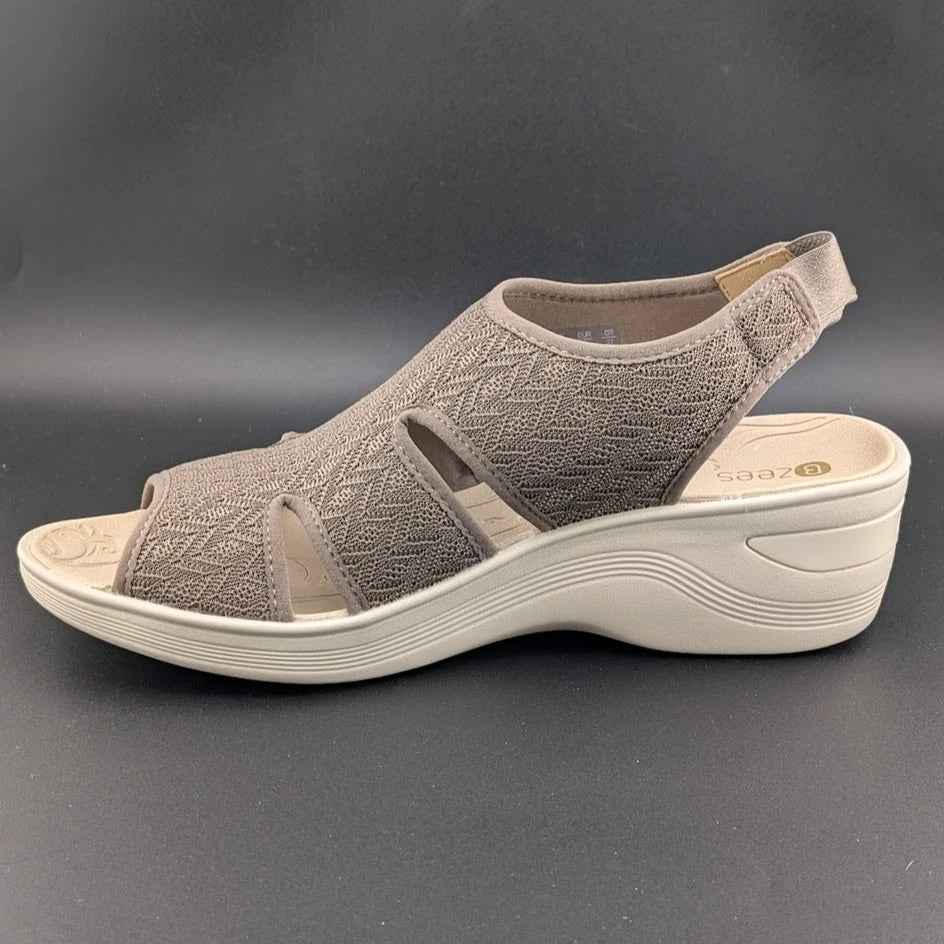 Bzees Size 11M Daytona Morel -Machine Washable Wedge Sandals Shoes Slides NIB SoleComfort.shoes