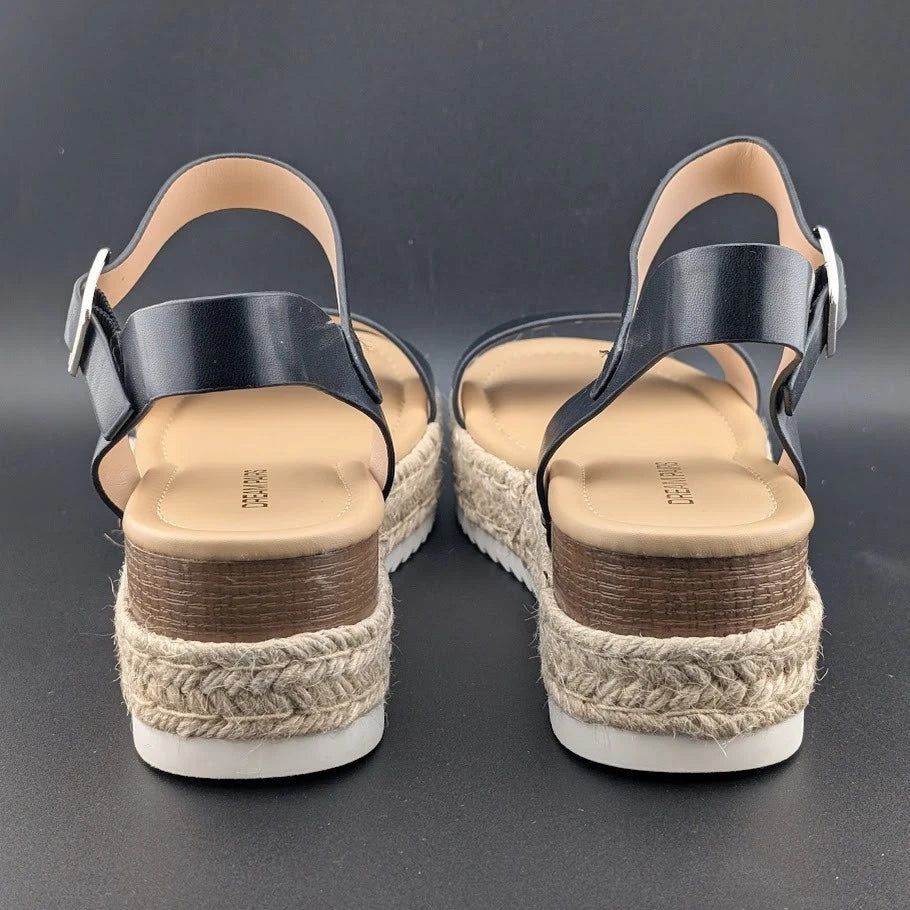 Womens Size 9.5 Dream Pairs 1-Strap Espadrille Ankle Strap Platform Sandal Black SoleComfort.shoes