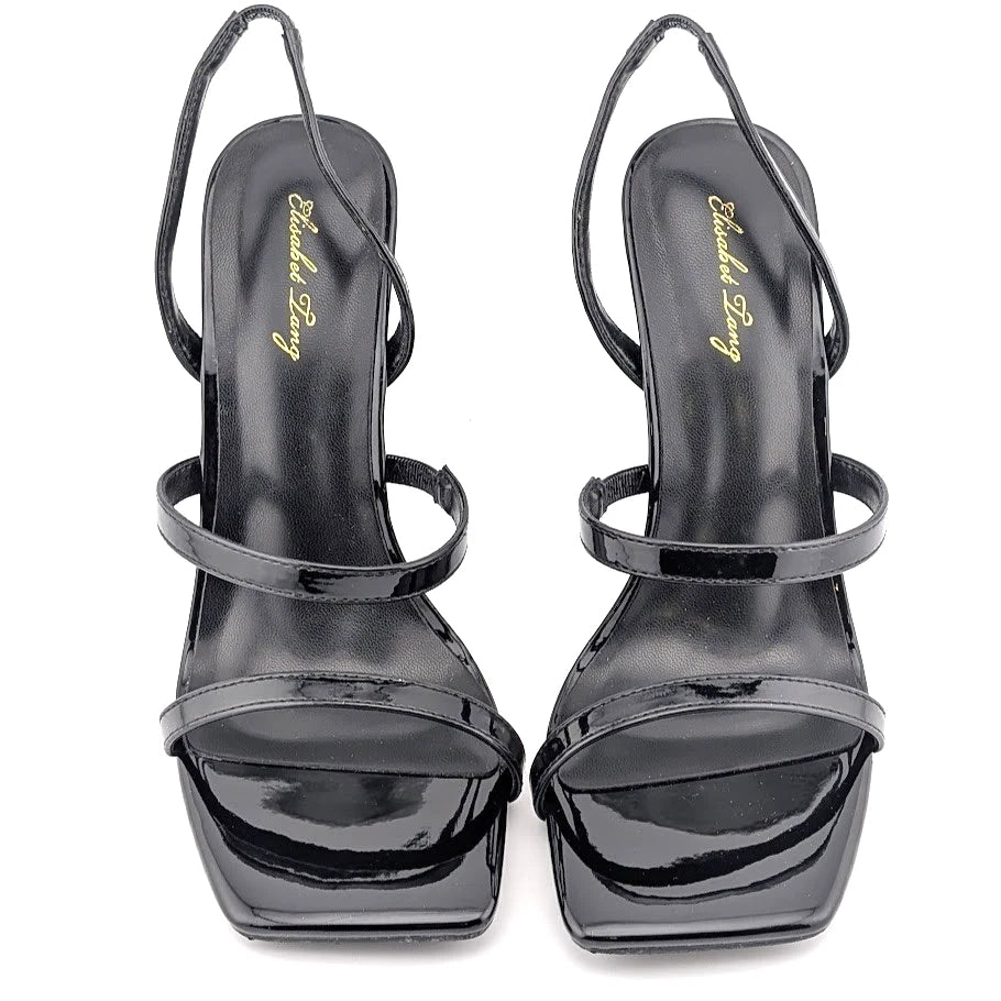 Women Sz 7 High Stiletto Heels Square Open Toe Sandal Ankle Strap Sexy Elis Tang SoleComfort.shoes