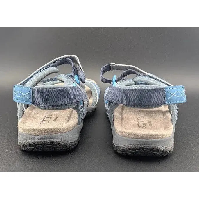 Earth Origins Sindy 3 Sandals Womens Size 7 Blue Hook & Loop Closure Comfort Bed - SoleComfort.shoes