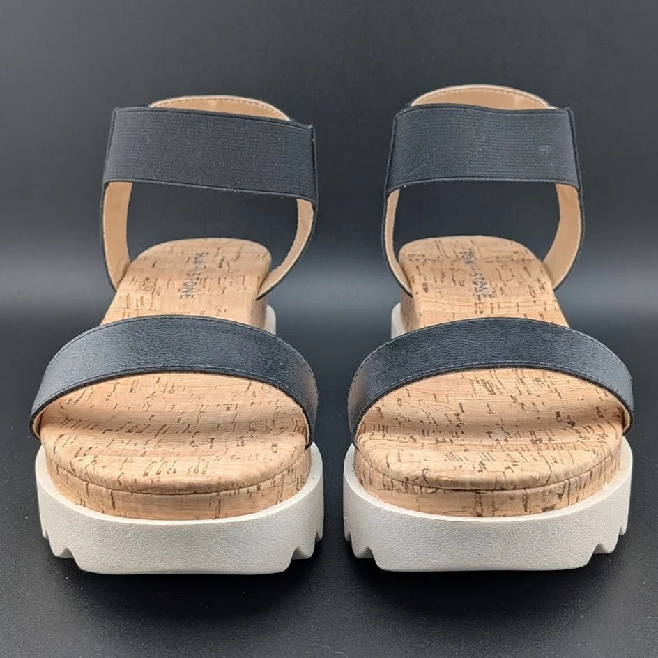 Womens Size 8 Sun Stone Melanyy Espadrille Ankle Strap Platform Sandal Black SoleComfort.shoes