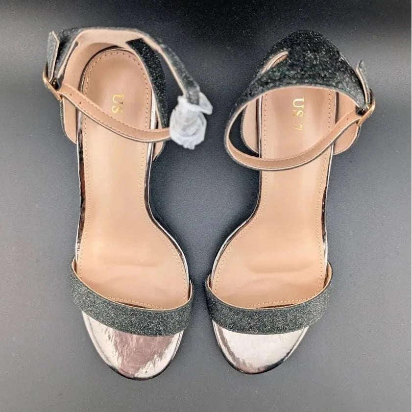 Womens Size 7 Open Toe Single Sole Ankle Strap Stiletto High Heel Dress Pump Sandal SoleComfort.shoes