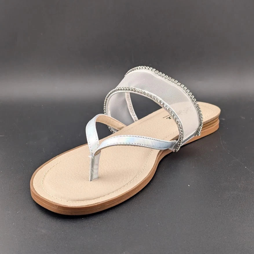 NEW Life Stride Women’s Size 11W Radiant Glow Slide Sandals Irridescent Silver SoleComfort.shoes
