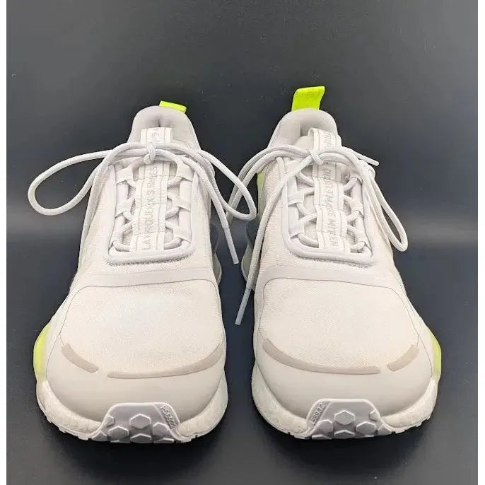 New w/ Defect adidas NMD_R1 V3 White Solar Yellow-HIGHLY REFLECTIVE Size 12 - SoleComfort.shoes