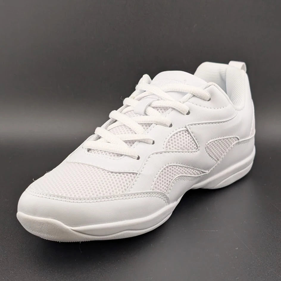 Smapavic Womens Size 7 ( EU 37) White Faux Leather Athletic Cheer Sneaker Shoes SoleComfort.shoes