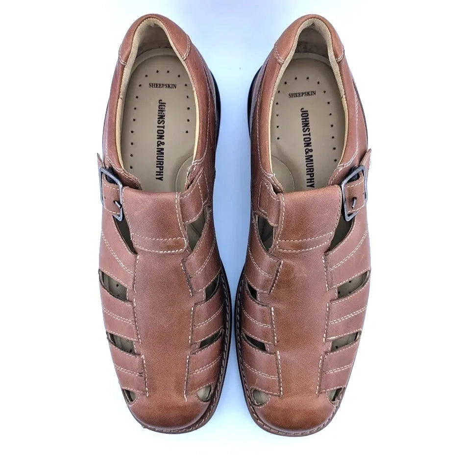 Johnston & Murphy Fisherman Men's size 10.5M Sandal Shoes Brown Leather Outdoor Johnston & Murphy