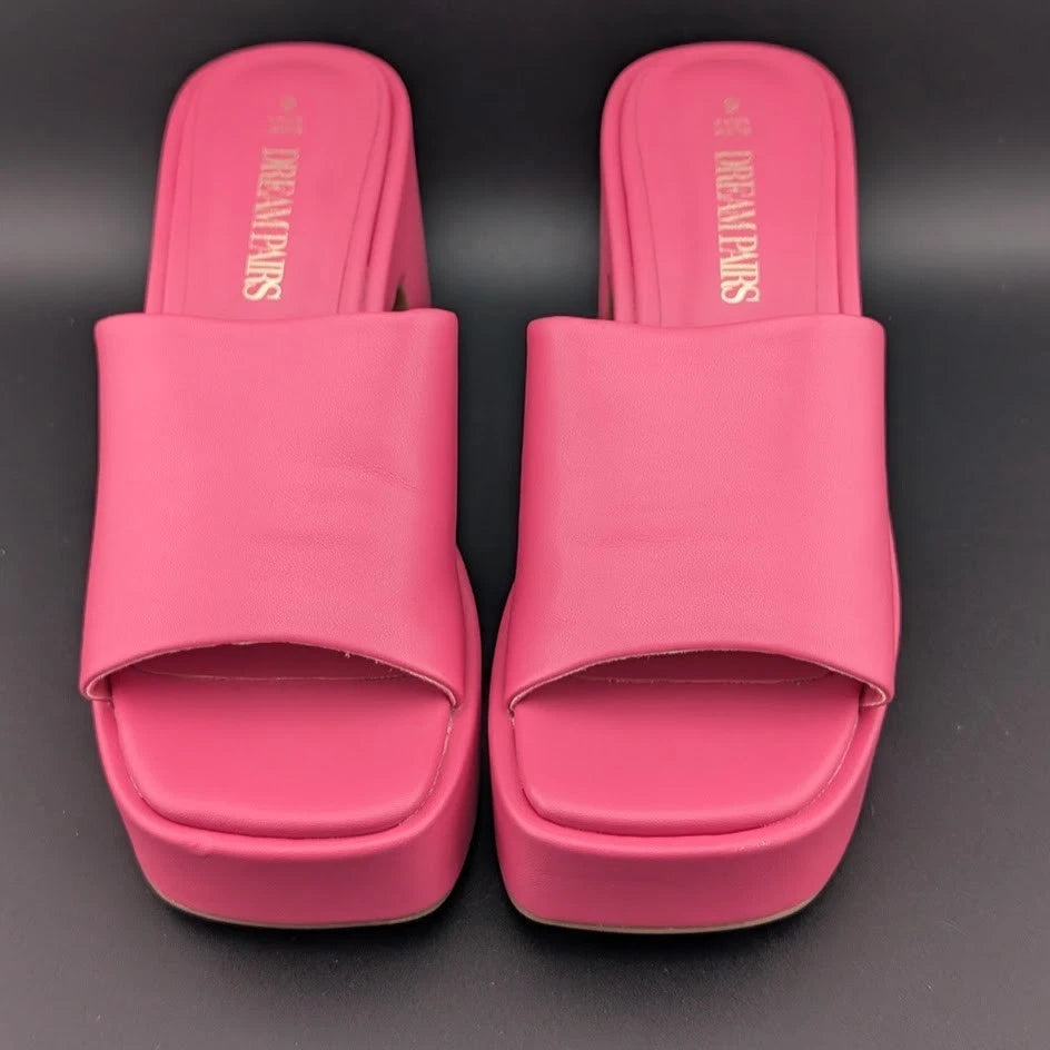 DREAM PAIRS Size 6 Women's Platform Heels Open Toe Slip On for Women High Chunky SoleComfort.shoes