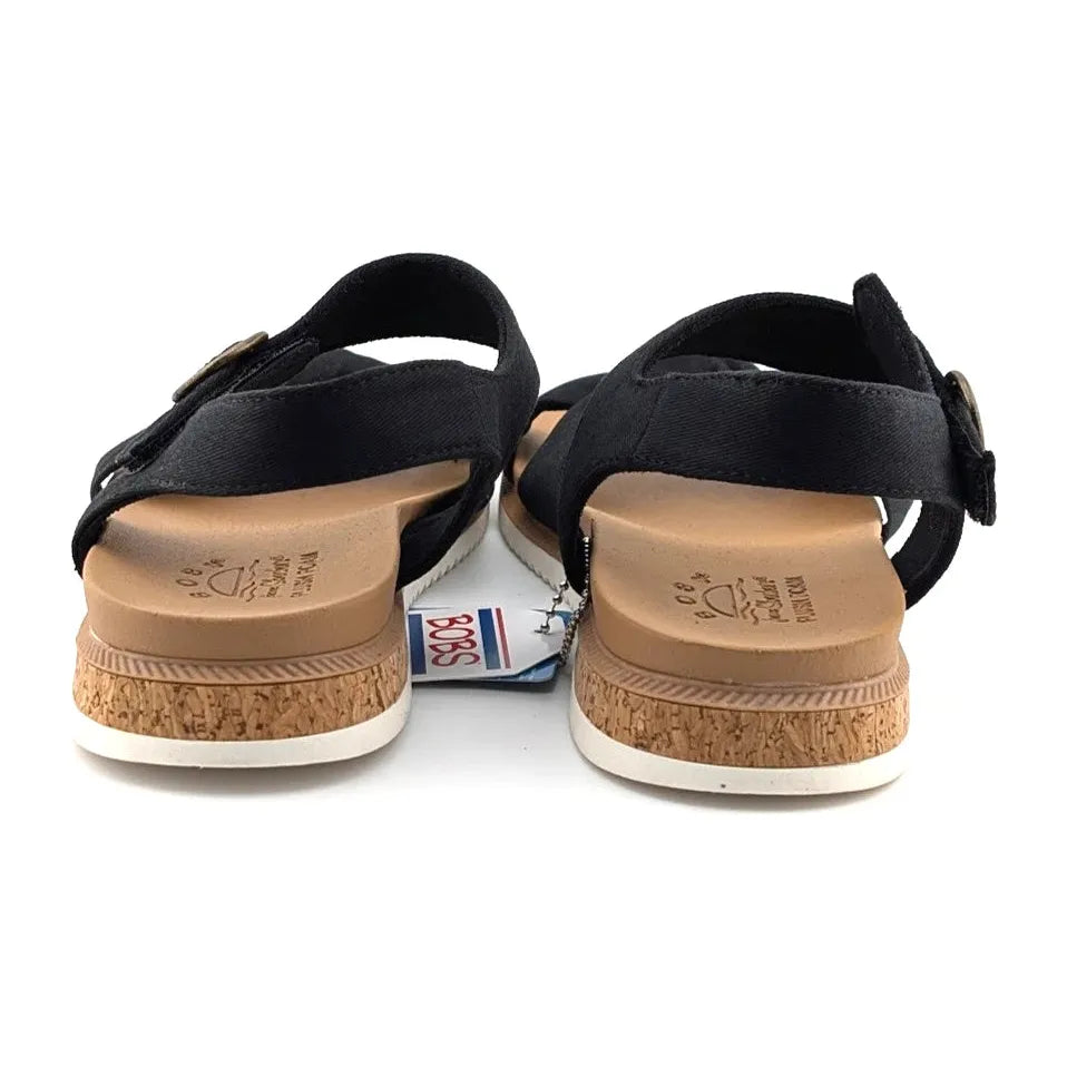 BOBS from Skechers Sandals Women's Size 7.5 Desert Kiss Low-Peak Sun 114706/BLK SoleComfort.shoes