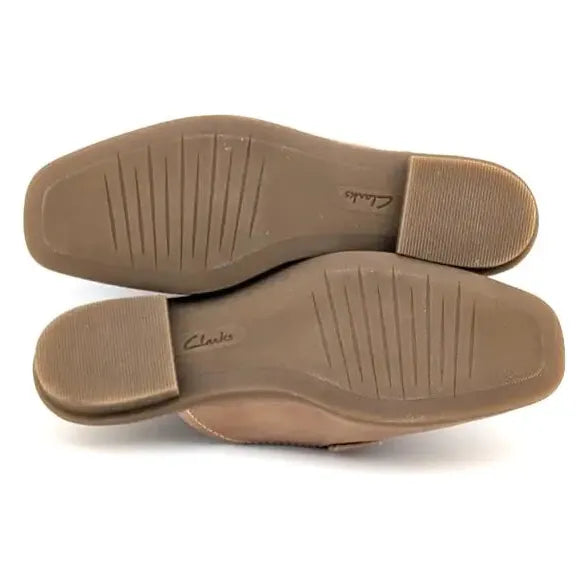 Clarks Collection Size 6 Wide Perforated Leather Mules Lyrical Rose Warm Beige Clarks