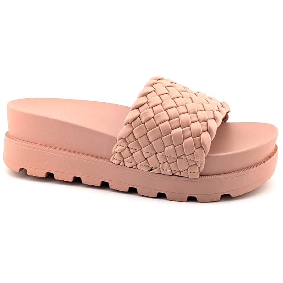 Women's Lucky Step Size 9 Open Toe Braided Slide Wedge Platform Sandals Slipper SoleComfort.shoes