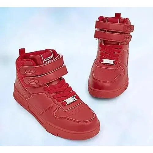 LUCKY STEP Women's Red High Top Fashion Sneakers Basketball Court Strap Size 6 Lucky Step