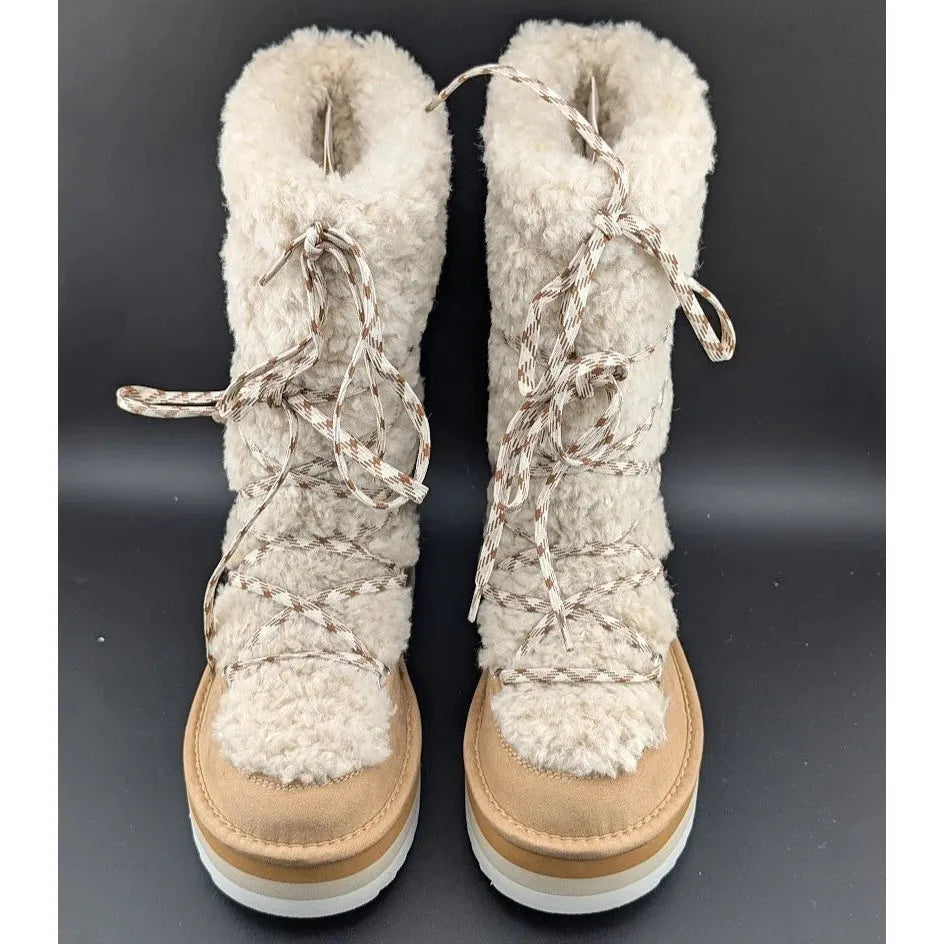 NEW Madden Girl Hop-In Tan Fab Women's Boots Tan Shearling Sizes 5 -6.5 Only SoleComfort.shoes