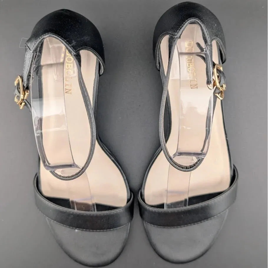 Women’s 8.5W Chunky 2.5" Heeled Sandals Round Open Toe Ankle Strap Dress Shoes SoleComfort.shoes