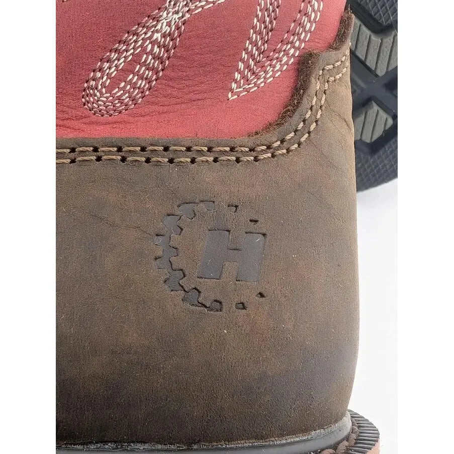 Hytest Women's US Size 6.5 Safety Steel Toe Brown/Red Cowgirl Work Boots K17122 Hytest Women's Work Boots Hytest