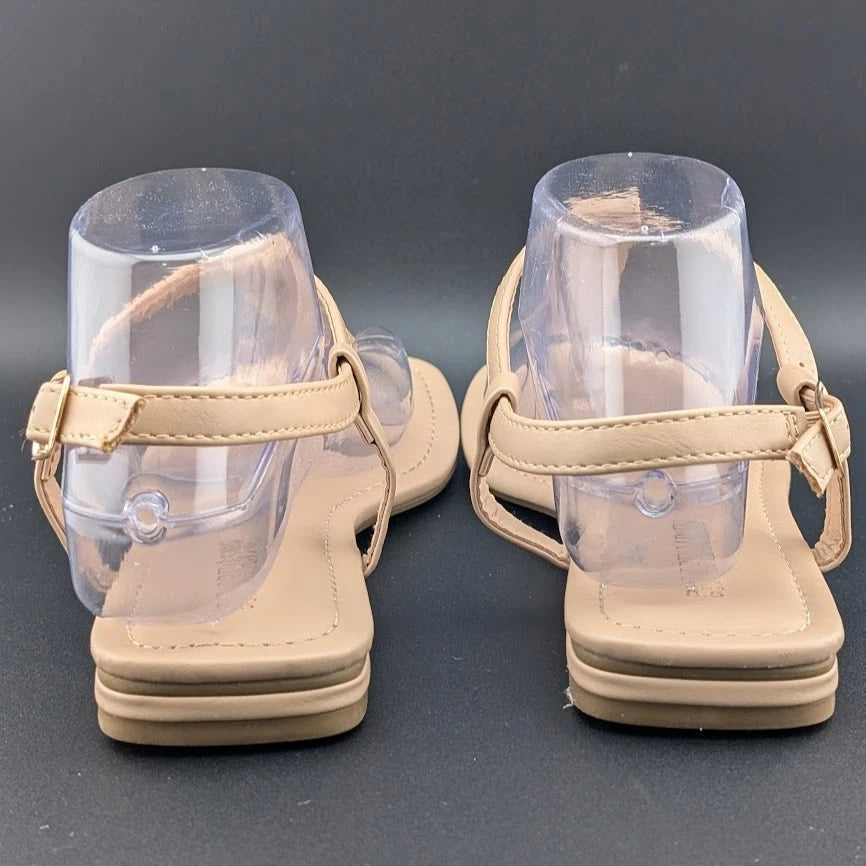 Women Size 8.5 T-Strap Thong Flat Sandals Square Toe Strappy Sandals SoleComfort.shoes