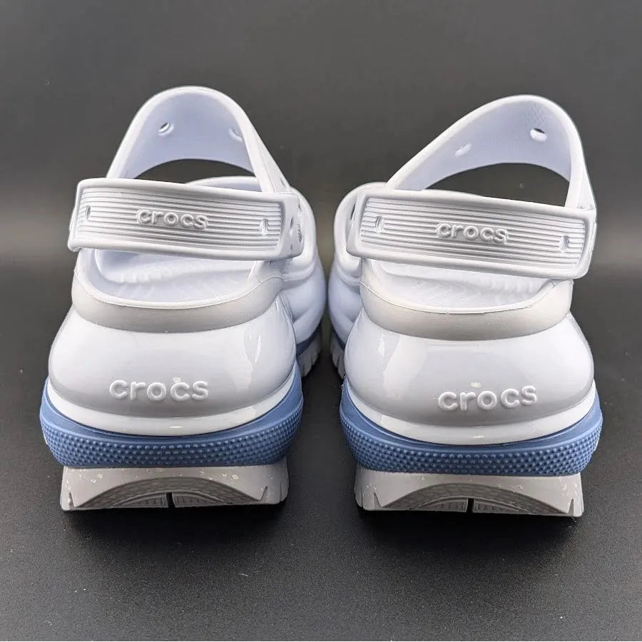 Crocs Size 7 (Wmn)/5 (Men)-Platform Mega Crush Sandals-White / Blue Chunky Comfort Crocs