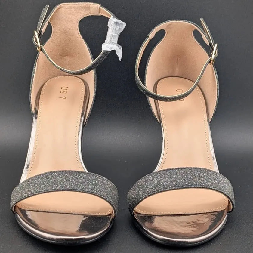 Womens Size 7 Open Toe Single Sole Ankle Strap Stiletto High Heel Dress Pump Sandal SoleComfort.shoes