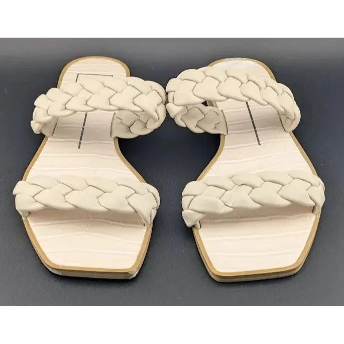 Dolce Vita Womens Size 8 Indy Champagne Nude Leather Braided Straps Flat Sandals Dolce Vita