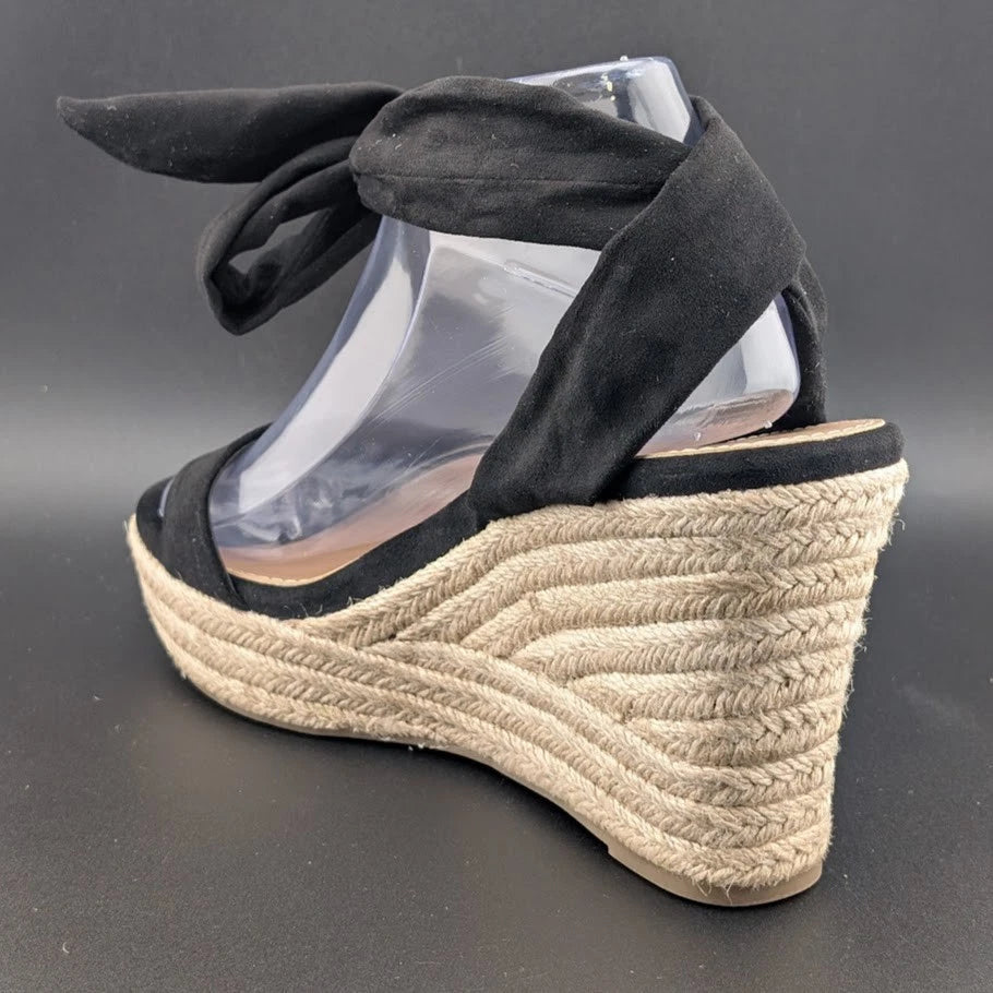 DREAM PAIRS Womens Sz 8.5 Open Toe Espadrille Wedge Tie Lace Up Ankle Platforms. SoleComfort.shoes