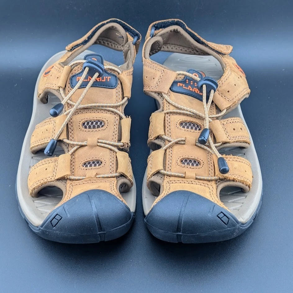 Men's Size 9-9.5 Leather Sandals Closed Toe Outdoor Sport Nonslip Hiking Shoes SoleComfort.shoes