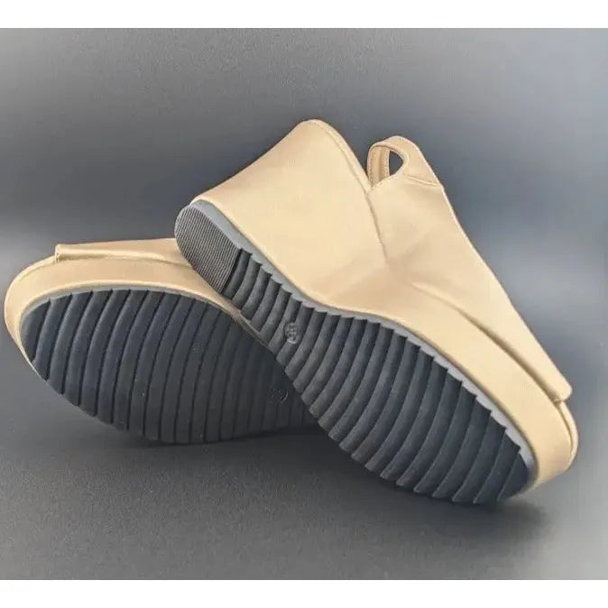 Gold Peep Toe, Slingback, 4-inch Wedge, Women's Platform Dress Shoe - Size 8-8.5 Unbranded