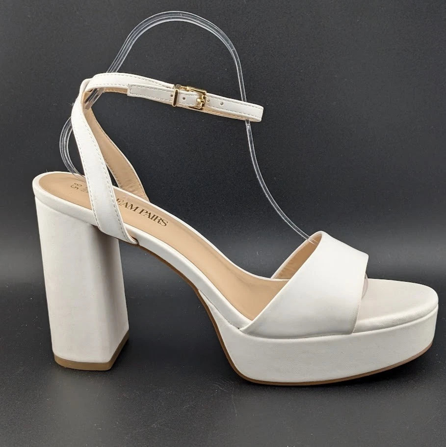 Dream Pairs Women Sz 9.5 White Platform Chunky Heels Pumps College Style Party Wedding Dream Pairs