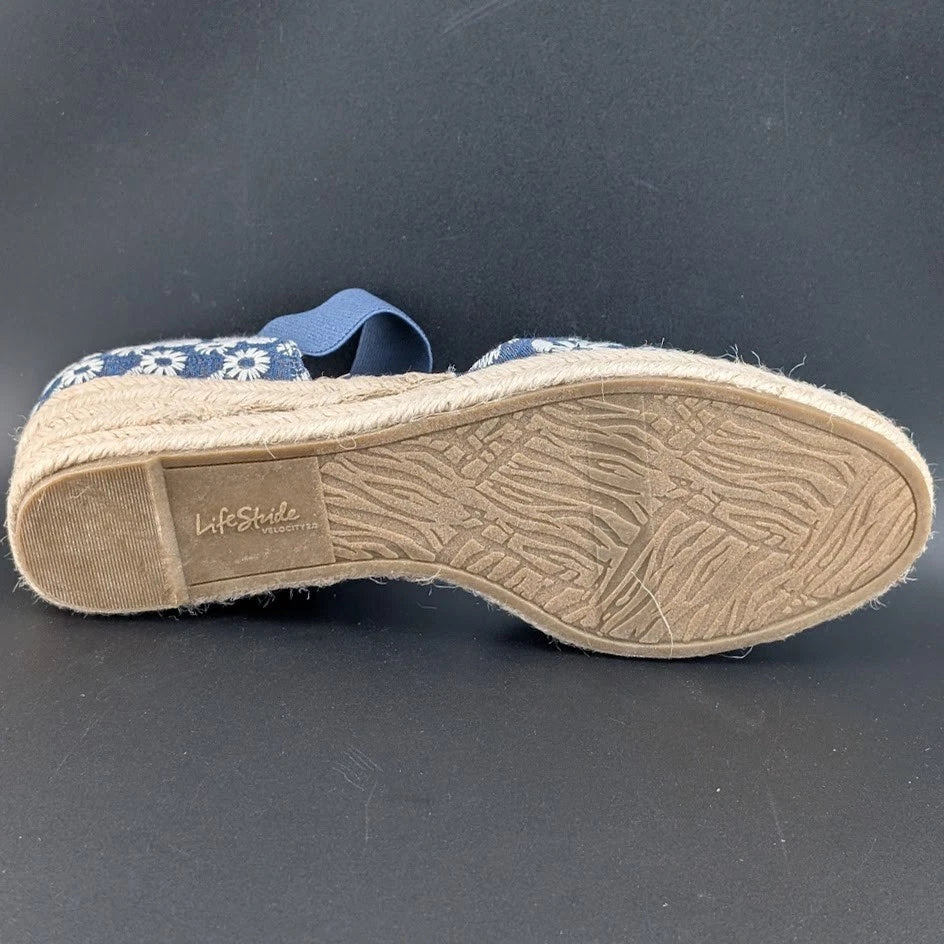 LifeStride Kaylee Espadrille Wedge Sandal Daisy Denim SoleComfort.shoes