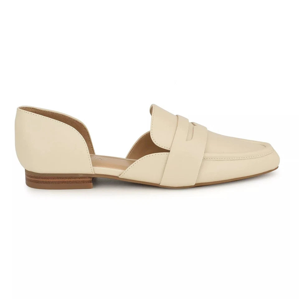 Nine West Faux Leather Ginta3 Penny D'Orsay Ivory Flats Women’s Size 9 New