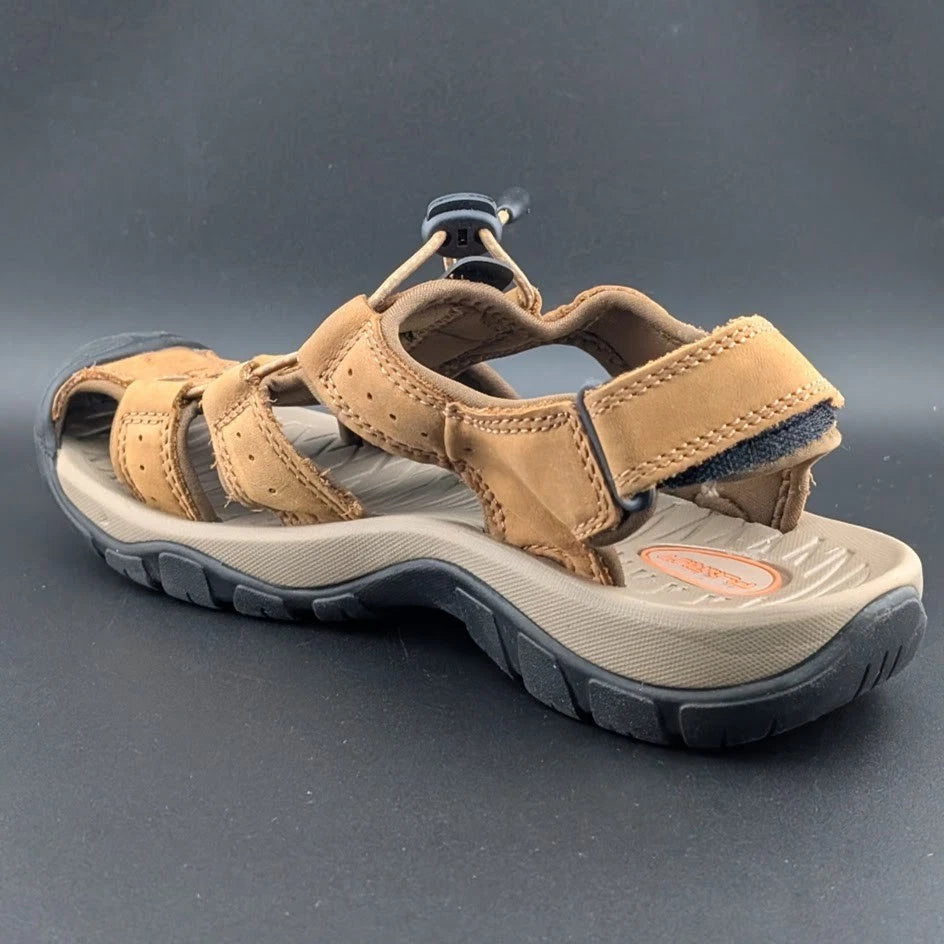 Men's Size 9-9.5 Leather Sandals Closed Toe Outdoor Sport Nonslip Hiking Shoes SoleComfort.shoes
