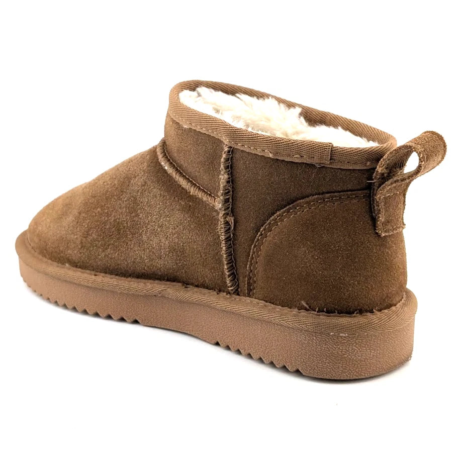 Women Size 6 Chestnut Faux Suede Booties w/ Faux Fur Lining Slip-on Boots SoleComfort.shoes