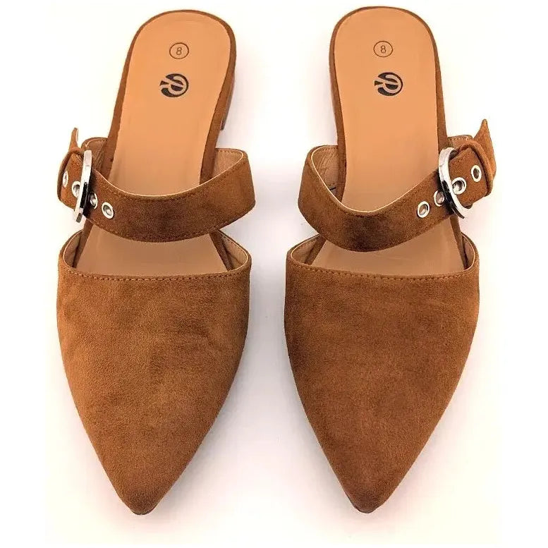 Pre-owned Rekayla Women’s Size 8 Mules, Closed Pointed Toe, Backless Loafer Shoe, Brown SoleComfort.shoes