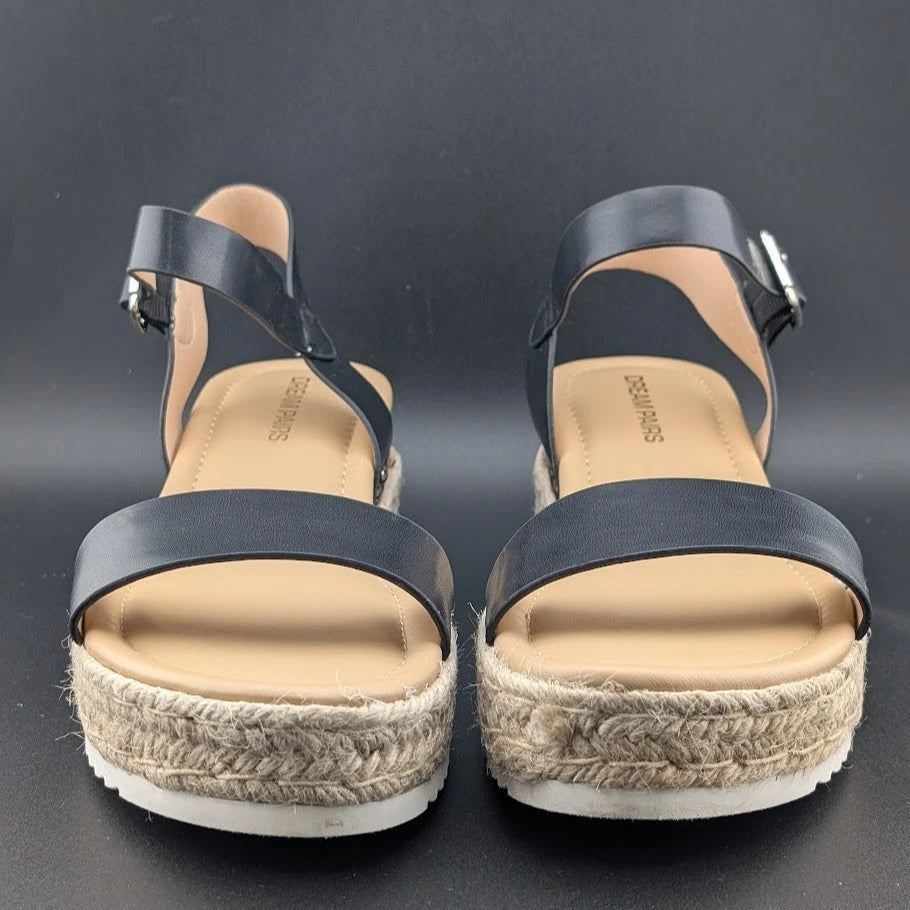 Womens Size 9.5 Dream Pairs 1-Strap Espadrille Ankle Strap Platform Sandal Black SoleComfort.shoes