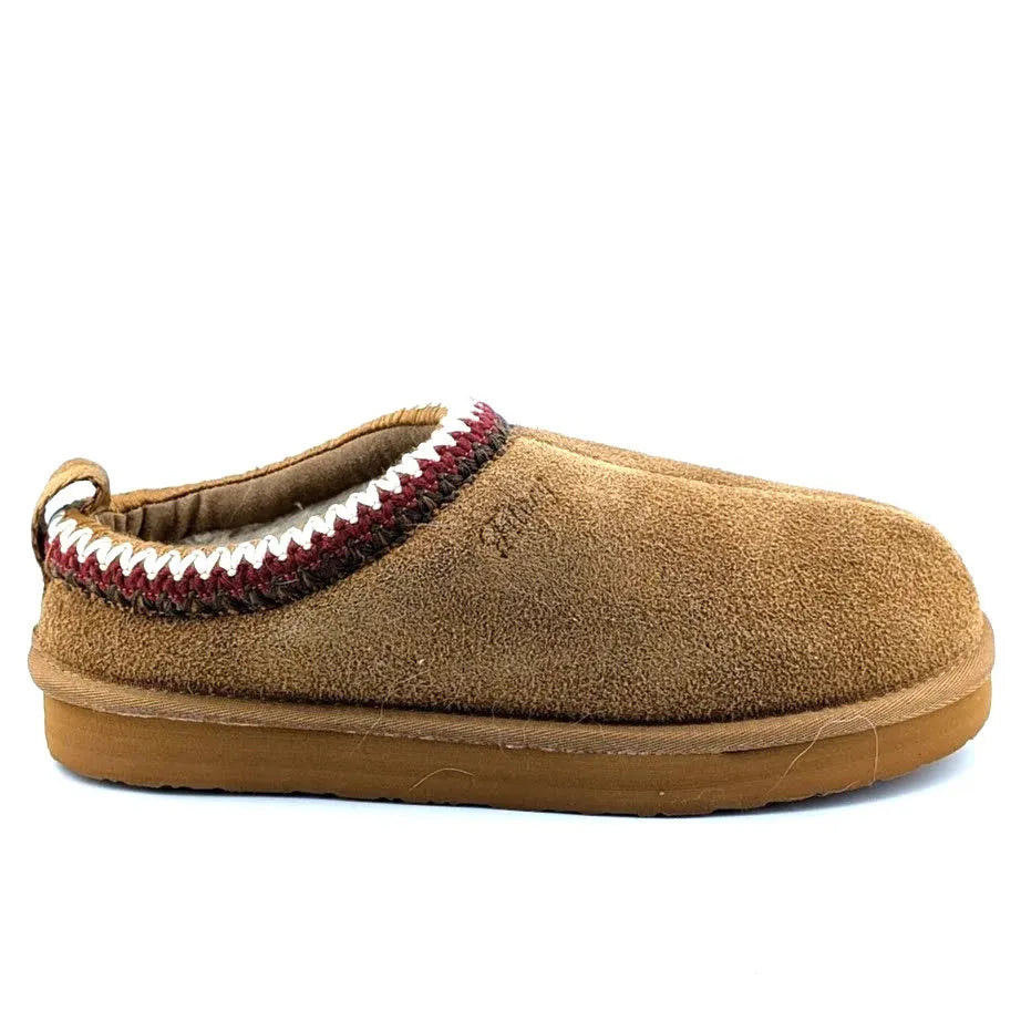 Fitory Size 8 Tan Suede Platform Booties with Faux Fur and embroidered collar Fitory