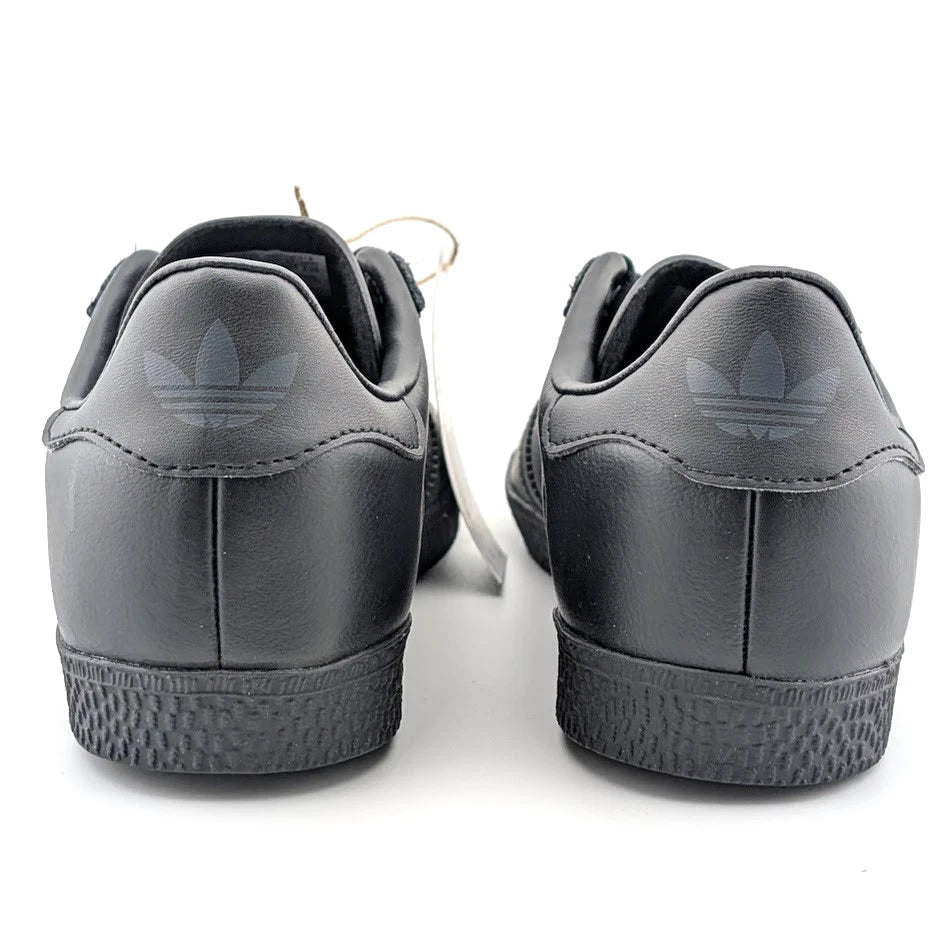 adidas Kids Size 4Y Gazelle Black w/ Gold Leather Shoes Sneaker BY9146 Unisex SoleComfort.shoes