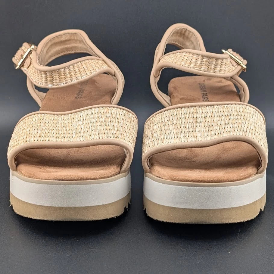 Pre-owned Women's Size 10 Dream Pairs 1-Strap Espadrille Ankle Strap Platform Sandal Wheat SoleComfort.shoes