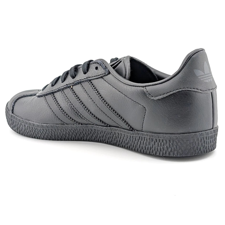 adidas Kids Size 4Y Gazelle Black w/ Gold Leather Shoes Sneaker BY9146 Unisex SoleComfort.shoes