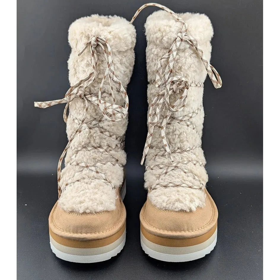 NEW Madden Girl Hop-In Tan Fab Women's Boots Tan Shearling Sizes 5 -6.5 Only SoleComfort.shoes