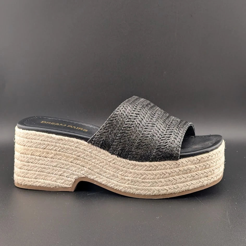 Platform Slip on Espadrille Sandals for Women Sz 6.5 Slides Bohemia Sandals Heel SoleComfort.shoes