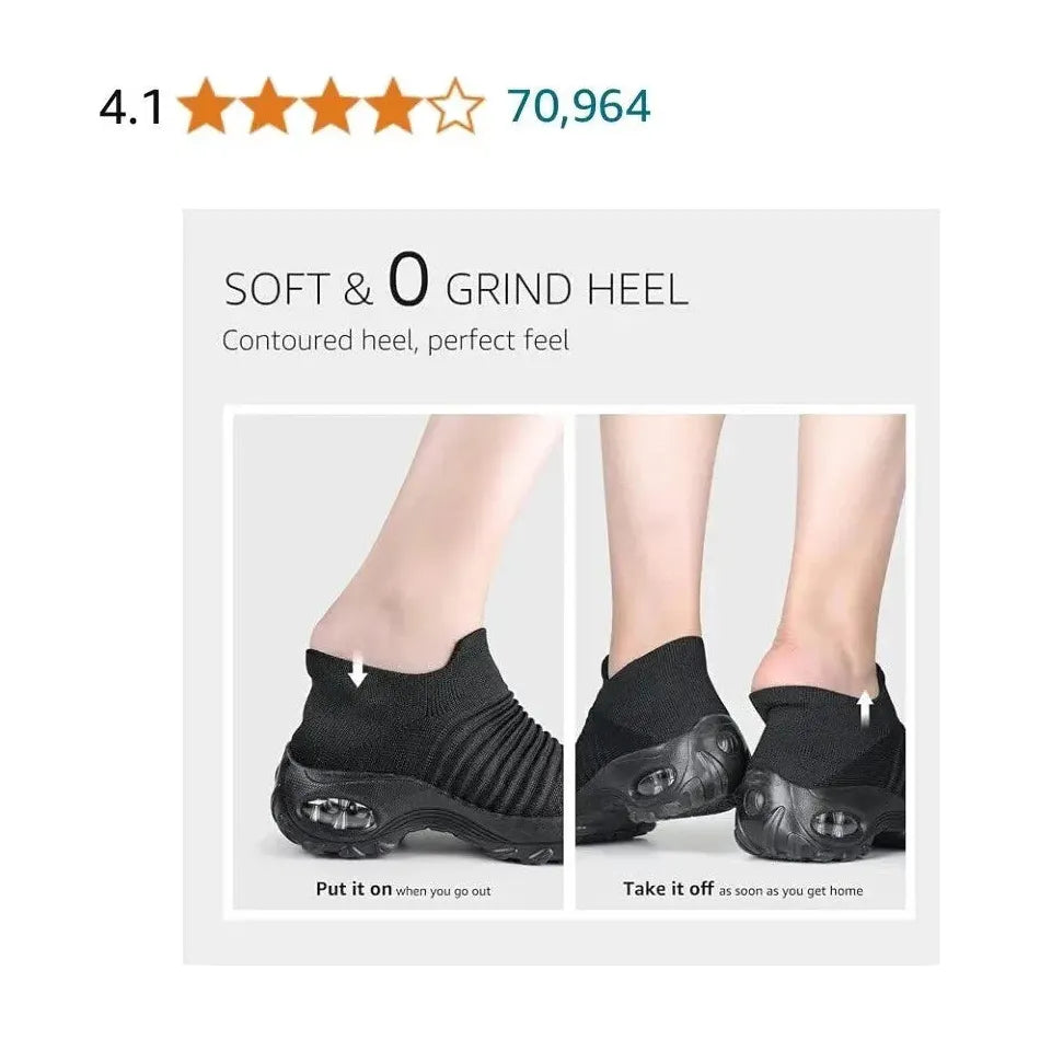 Womens Orthopedic Arch Support Slip On Black Walking Shoes, Fasciitis Shoes Size 10.5 STQ